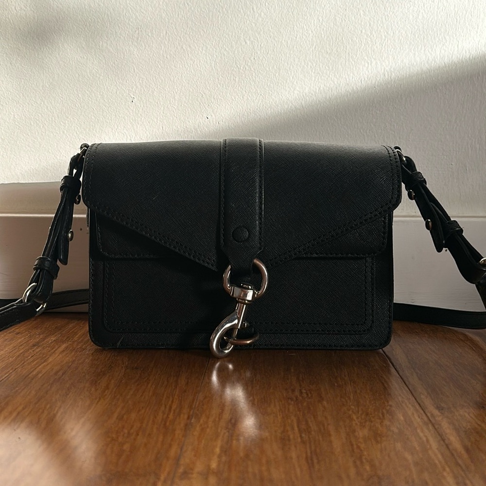 Black Leather Rebecca Minkoff cross body bag